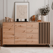 Madia medan51c 3 Türen und 4 Anthrazit -Eichenschubladen