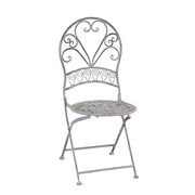 Runde graue Ragusa -Metalltisch mit 2 Klappstühlen CM Ø70H76