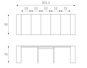 Erweiterbare Anti -Scratch -Konsole in Tortora lackiertem MDF 90x42.5/302.5x76H CM