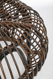 Pouf -Tisch für Outdoor in Rattan -braunen Goldenen Durchmesser 65x H44 cm
