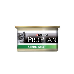 Pro Plan sterilisierte Patè -Katze mit Thunfisch und Lachs Purina 85 Gramm