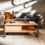 Wohnzimmertisch mit Anthrazit -Eichenschublade 100 x 55 x 40 h cm