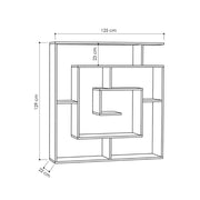 Bibliothek mit 5 Regalen, hellfarbene Mokka, 129x125x22 cm