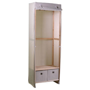 Holzgarderobe und Stoff 2 Schubladen natürliches rechteckiges Holz 58x36x268h cm