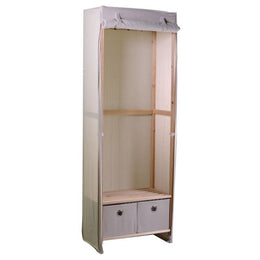 Holzgarderobe und Stoff 2 Schubladen natürliches rechteckiges Holz 58x36x268h cm