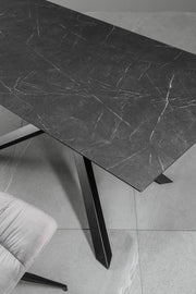 Erweiterbare Tabelle mit Top in Black Marmor 170/270x90x76H CM