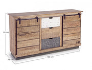 Credenka 2 Türen 3 Schubladen Tudor in ednobrauner Holz