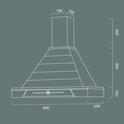 Jinny aufstrebende Kapuze in silbernen Edelstahl- und Holzrahmen -Inlay -Asche Farbe 90 cm