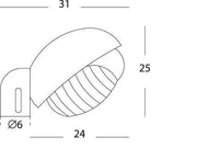 Thermoplastischer Kopf -Kopf mit bedrucktem Glasdiffusor - Abmessungen: 60 mm x 155 mm - 230 V Stromversorgung - Maximale Leistung 60 W Schwarz