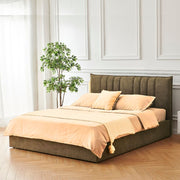 Doppelbett Saturn brauner Stoff Kopfschachtel vertikale Nähte 160x190 cm