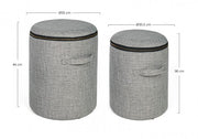 Set von 2 Fabric Poufs mit grauem Behälter Radilo