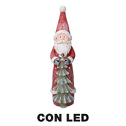 Santa Claus LED -Harz mit rotem Baum CM18X19H66