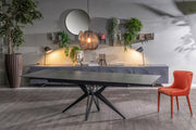Vintage Grey Extendable Table - Matt Black 90 cm x 160-240 cm cm H. 76 cm