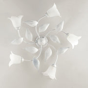 Silberweiße Eisendecke Licht fünf Lichter weiß Alabaster Glas 70x H20 cm