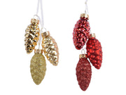 Pendelloenino Glass Pigne Rot/Gold 2,5xH6cm