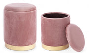 2 Pouf in Samt mit antiker Polina antiker rosa Behälter gesetzt