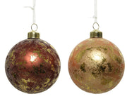 Weihnachtskugel in Glas Bemone Pink Weiß 8 cm veraltet PZ1