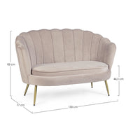 2 Sitzoter -Sofa hellgrauer Samteffekt Giliola