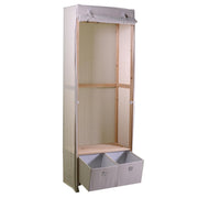 Holzgarderobe und Stoff 2 Schubladen natürliches rechteckiges Holz 58x36x268h cm