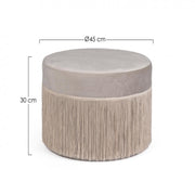 Pouf Leilani hellgrauer Samteffekt D45 cm
