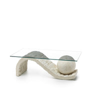 Transparent-Bege Tabelle 70 cm x 120 cm H. 37 cm