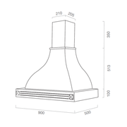 Cappa rustikaler Küchendiamant mit Holzrahmen Inlay noce Farbe vermeiden 90 cm