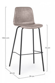 Vintage Bar Stool Beige Ecopelle Kyra CM 39 x 44 x 103,5