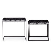 Setzen Sie 2 Inky Black Metall -Tische