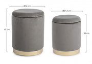 2 Pouf in Samt mit Polina Grey Container eingestellt