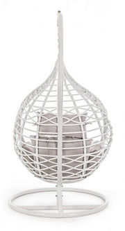 Weißer suspendierter Sessel mit synthetischer Faserkissen