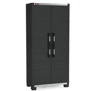 Hohe Plastikgarderobe 4 Verstärkte Regale 88x45x181h cm. Schwarze Garage XL