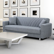 3 -Seerer -Sofa Bett in grauem Stoff mit Behälter 214x80xh.83 cm effektiv