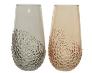 Hochglanzglasvase mit Blume 2 Col Ass H 25 Ø 13 cm