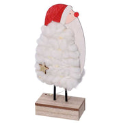 Santa Claus Wood Fabric Weiß LED CM10X5H21