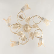 I Iron Coward I Iron Elfenbein Gold weißes Glas Ambra fünf Lichter 70x H20 cm