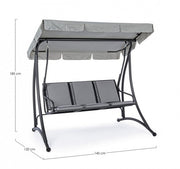 Drei -Seerer -Stahl -Schaukel -Anthrazit Grely 190x120x H185 cm