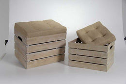 Holzkisten rechteckiger Pouff mit PC Session 2