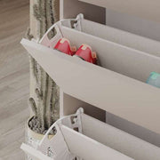 Leichte Mokka -Limelent -Schuhschiene mit 4 liegt L73 x P26 x 154,5 Stunden cm