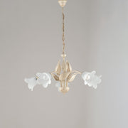 Fünf Lichter Gold Eisen Kronleuchter weiß Alabaster Weiß 68x H43 cm