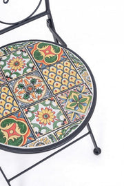 Naxos Stahlklappstuhl mit Sitzung und Rückenlehne in Keramik 92h cm dekoriert