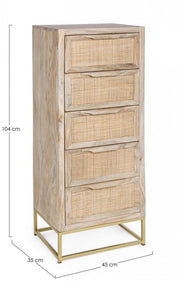 Kader 5 Schubladen in natürlichen Vintage -Style -Holzschubladen