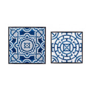 Set 2 Neapolis -Tische in Stahl mit MDF -Top, dekoriert mit 55H 37H CM -Druck