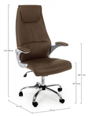 Büro -Sessel in Camberra Brown Eco -Leder mit Armlehnen