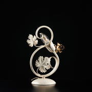 Elfenbein Eisenlumetto mit Dekorationen und goldenen Rosen A Light 21x H30 cm