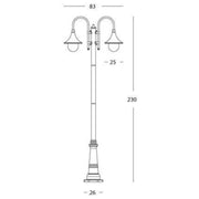 Lampione 2 Lichter sterben Sterbungsstruktur von Rost Aluminium H.230 cm