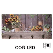 4 -seerer Holzbügel mit Sonnenblumen LED CM60X30X1.8