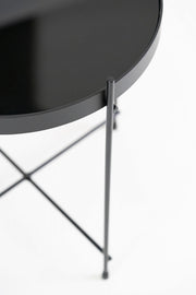 Temperierer Glas Tisch und schwarzes Metall 70 x 70 x 40h