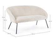 Weißer Samtstahlsofa Aiko Velvet 142 x 80 x 75 cm