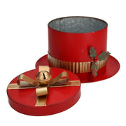 Rote Metallbox Runde Hut Cmø29h20.5