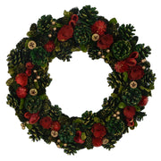 Coroncina mit roten Blüten und grünen Kiefernkegeln Ø45H8